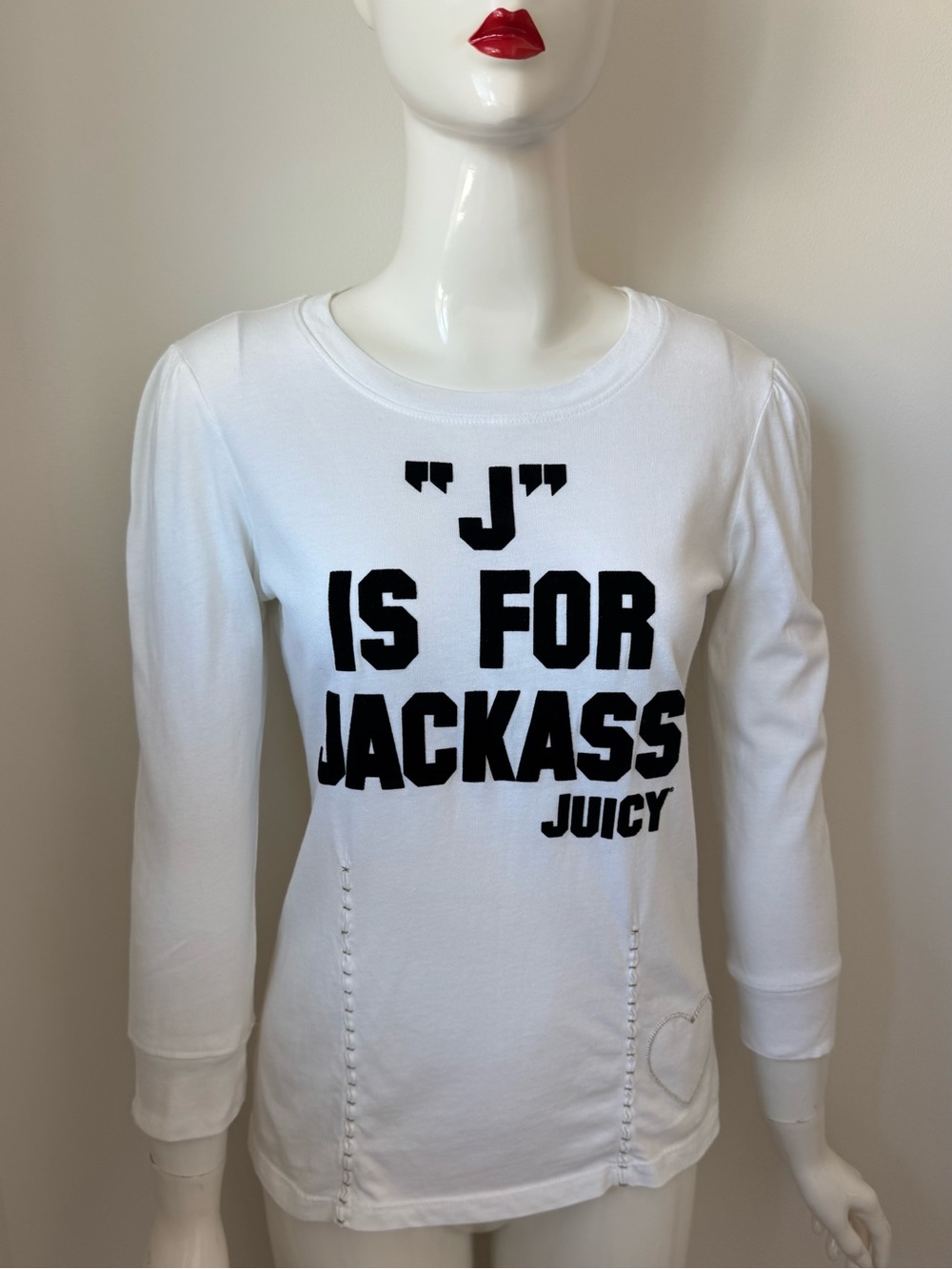 Juicy couture “J is for Jackass” rare vintage y2k white longsleeve tshirt - Picture 3 of 10